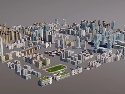 Aerial View Urban Planning With Modern Buildings And Green Space Layout 3d model