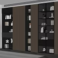 Modern Wooden Bookcase With Glass Doors And Interior Books Decorative Items