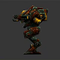 Colorful Mechanical Robot Character With Red Green Orange Armor Mechanical Arms And Legs