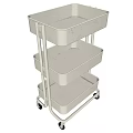 White Three Tier Rolling Storage Cart With Wheels For Multipurpose Storage Organization 3d model