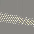 Modern Linear Geometric Chandelier With White Stripes And Black Hanging Design For Interior Space