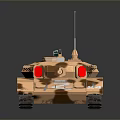 Military Tank With Camouflage Pattern Turret Cannon Barrel Tracks Antenna And Number Markings
