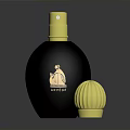 Elegant Black Perfume Bottle With Gold Spray Mystique Label And Golden Cap