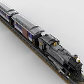 Lego toy building block train steam train retro train high-speed rail light rail EMU 3d model