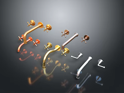 Elegant Modern Lighting Combinations with Gold Silver and Copper Decorative Elements 3d model