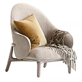 Cozy Light Gray Leisure Chair With Yellow Cushion And Leopard Print Blanket Wooden Legs