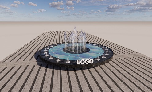 Modern fountain water feature 3d model