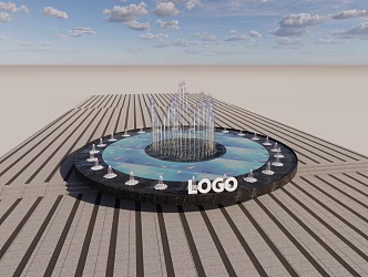 Modern fountain water feature 3d model