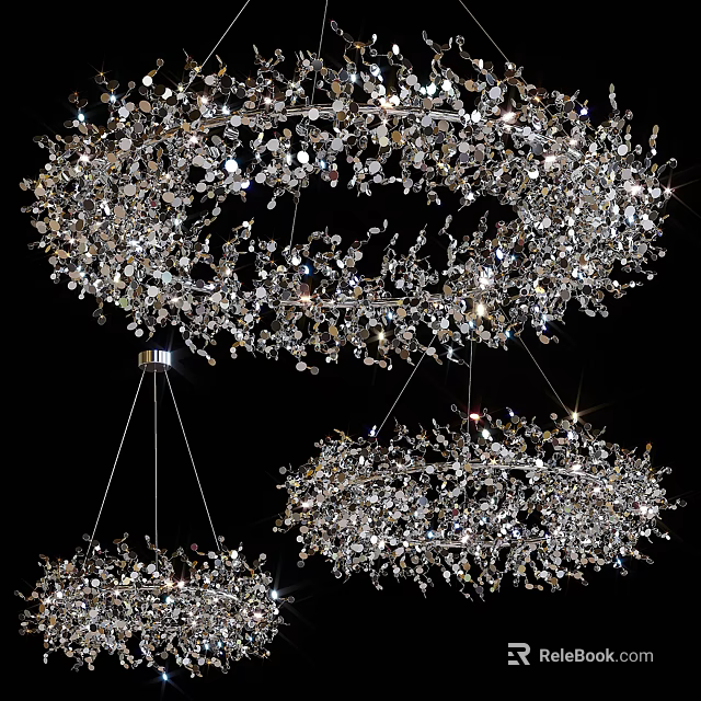 Modern Crystal Chandeliers with Elegant Design for Luxury Interior Decor and Sparkling Details 3d model 