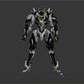 Futuristic Sci-Fi Mecha Robot With Metallic Armor And Glowing Yellow Accents