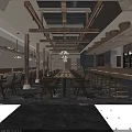 Traditional Hotpot Restaurant Interior With Wooden Decor Warm Lighting And Seating Area
