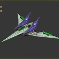 Futuristic Sci Fi Aircraft Model With Purple Silver Wings And Streamlined Design