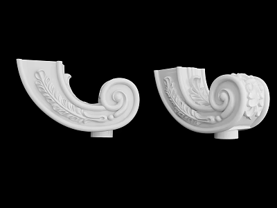 Ornate White Column Decorations With Carved Scroll Leaf Patterns And Classical Design 3d model