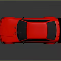 Red Sports Car With Black Rear Spoiler Silver Wheels And Reflection On Gray Background