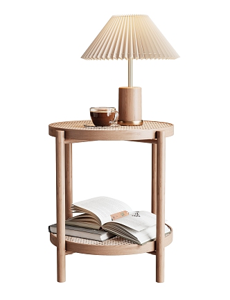 Nordic Side Table Rattan Side Table 3d model