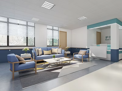 Modern Hospital Reception Area Rest Area 3d model