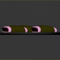 Three Pink Shell Green Filling Snacks on Black Fan Shaped Plate