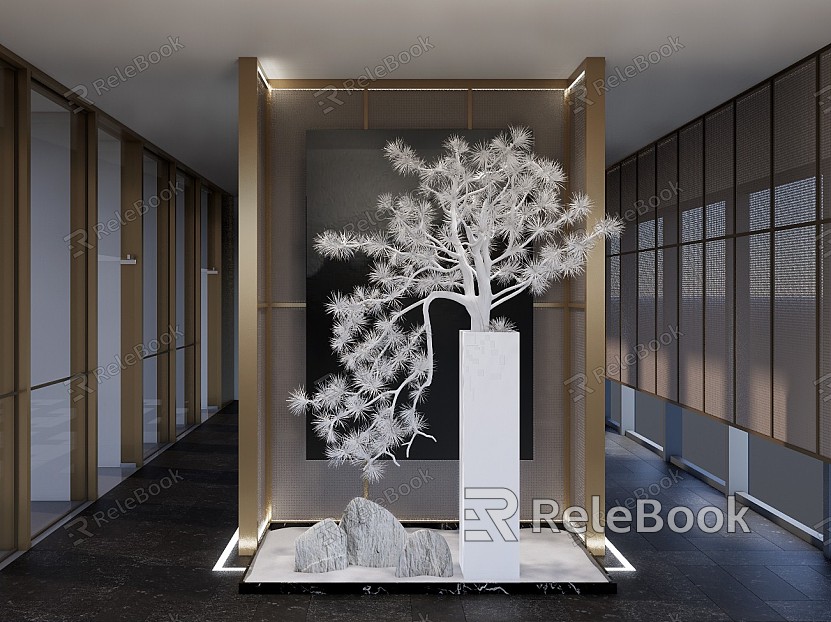 New Chinese style landscape sketch entrance landscape model