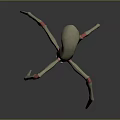 Spider Like Biomechanical Game Movie Character With Long Thin Legs And Red Accents