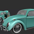 Sorry, the picture mainly shows teal Volkswagen Beetle cars, and there is no dining chair in the picture. Therefore, it is impossible to generate an English title with "dining chair" as the main body based on the key information of the picture.