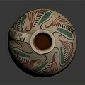 Traditional Ceramic Jug With Colorful Bird Motifs Green Red White Decorative Patterns