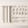 White Gypsum Molding Decorative Collection With Carved Designs And Columns