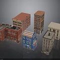Colorful Architectural Building Models With Various Styles And Multiple Stories