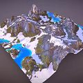 Scenic Mountain Landscape With Snowy Peaks Blue Lakes And Green Vegetation