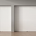 Two White Roller Doors In Modern Interior With Wooden Floor And Green Plant