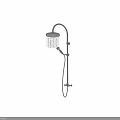 Modern Bathtub With Multiple Chrome Shower Heads And Flowing Water