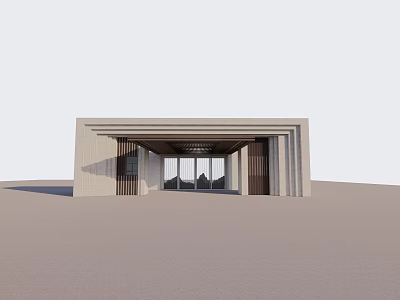 Modern Symmetrical Entrance Gate With Glass Panels And Concrete Horizontal Design 3d model