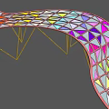 Modern Colorful Pergola With Triangular Mesh Curved Design Artistic Supporting Frame 3d model