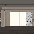 Modern Living Room Interior With Wooden Walls Marble Accent Built in Shelves And Open Design