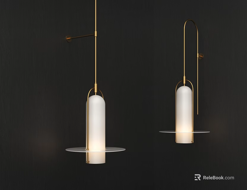 Sleek Modern Wall Lamp With Gold Metal Arm And White Glass Shade For Interior Lighting 3d model 