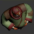 Cartoon Man With Red Hat White Beard Green Robe Brown Belt Barefoot Orange Feet