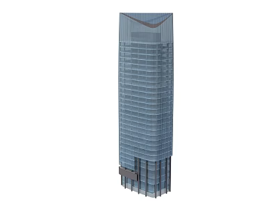 Modern Skyscraper Building With Glass Facade And Structural Base Design 3d model