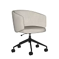 Gray Fabric Office Chair With Armrests Swivel Base And Rolling Wheels
