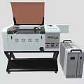 Industrial CO2 Laser Cutting Machine GJ145 Model With Open Lid Control Panel And Mobile Wheels