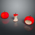 Fresh Red Apples Display With Whole Bitten And Half Eaten Varieties On Dark Surface