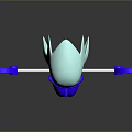 3D Character With Light Blue Head Red Goggles Yellow Sphere And Blue Fork Arms