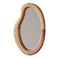Mirrors With Wooden Frames And Organic Shapes In Two Different Sizes 3d model