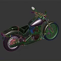 Classic Black Motorcycle With Single Seat Long Exhaust Pipes And Round Mirrors