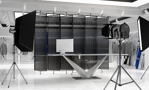 Modern live broadcast room with goods 3d model