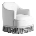 Elegant Navy Blue Velvet Armchair With Curved Armrests Rounded Back And Fringe Trim
