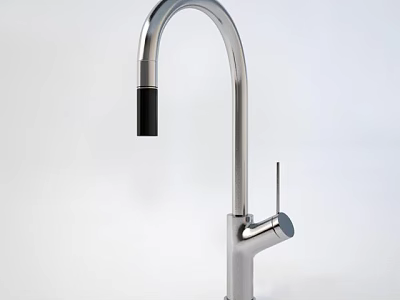 Contemporary Stainless Steel Kitchen Faucet With Curved Spout And Single Handle 3d model