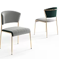 Modern Gray And Dark Green Velvet Accent Chairs With Golden Metal Legs