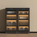 Modern Black Kitchen Appliance With Double Door And Illuminated Dinnerware Storage 3d model