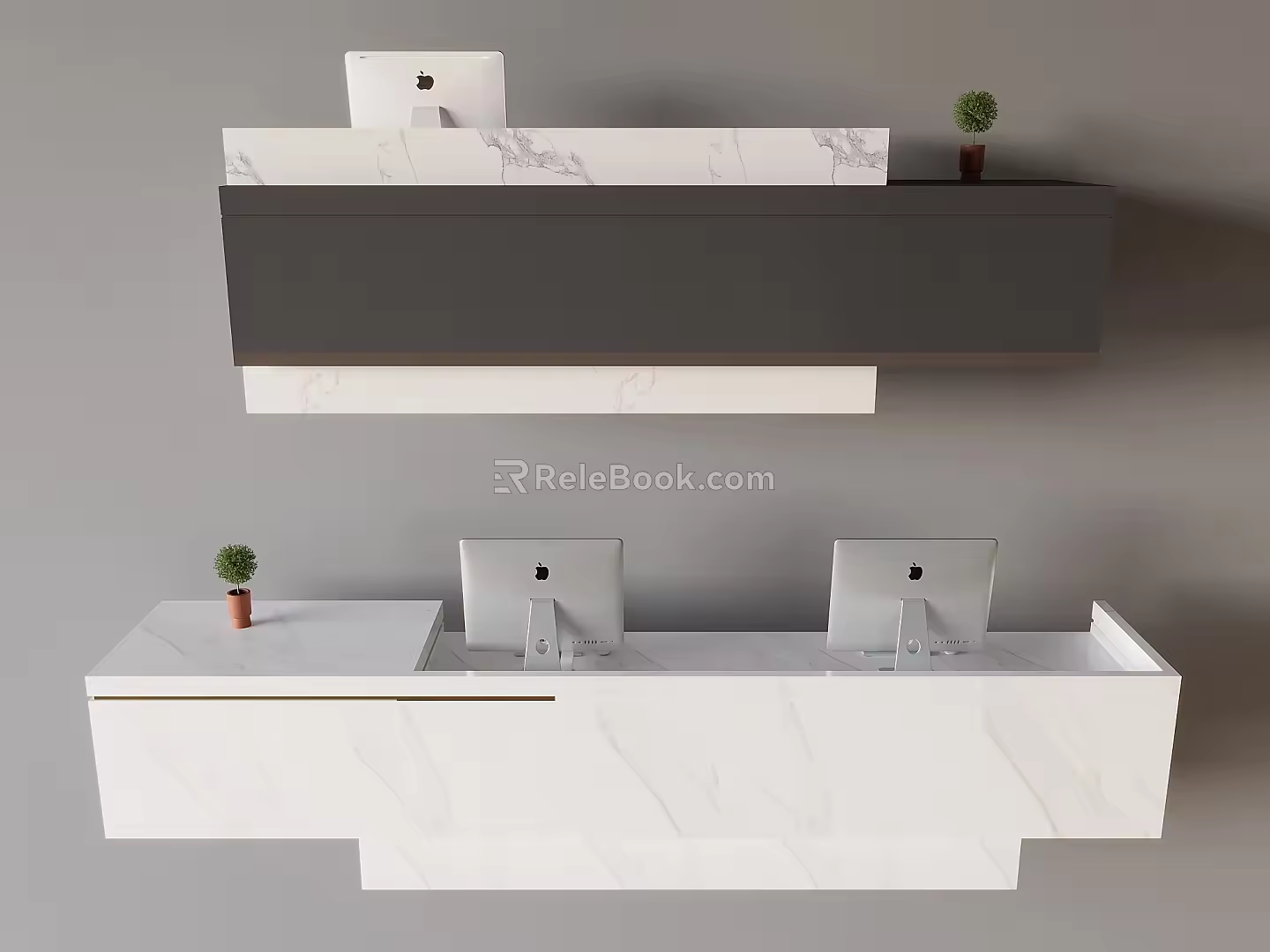Bar reception desk company front desk rock board bar Apple desktop computer 3d model