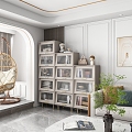 Modern living room bookcase combination 3d model