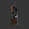 Two Vintage Televisions on Wooden Metal Cabinets with Wheels and Top Devices